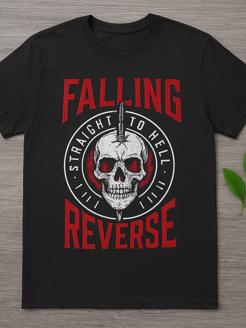 Falling in Reverse Skull Graphic T-Shirt | Straight to Hell Black Band Tee